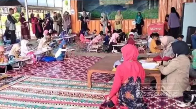 Sebanyak 217 peserta dari mulai anak-anak TK sejerajat, SD sederajat dan tingkat SMP sederajat turut dalam lomba Gebyar Ramadhan 1445 Hijriah yang digelar DeTani Waterpark Sukabumi. | Foto: sukabumiNews/Prim RK